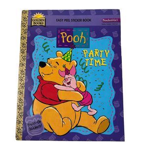 DISNEY Sticker Book Winnie the Pooh VTG 90s Party Time Easy Peel Golden Books